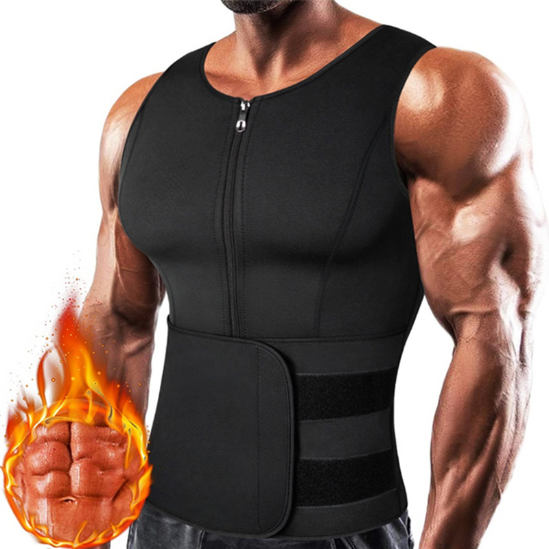 Body Trimmer - Men Neoprene Sauna Zipper Waist Trainer