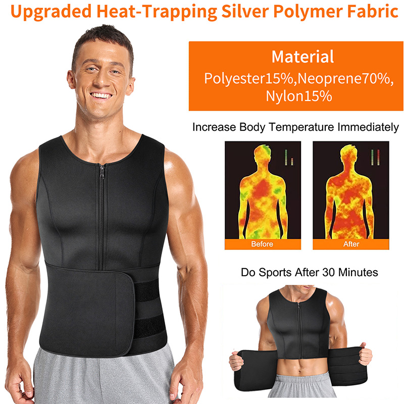 Men Neoprene Sauna Zipper Wais - đánh giá và giá Body Trimmer